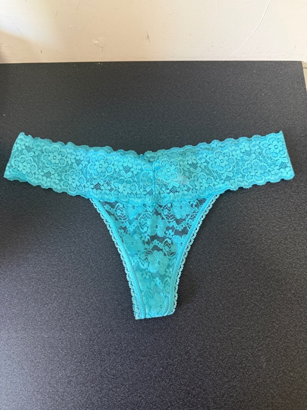 Teal Lace Thong Panty
